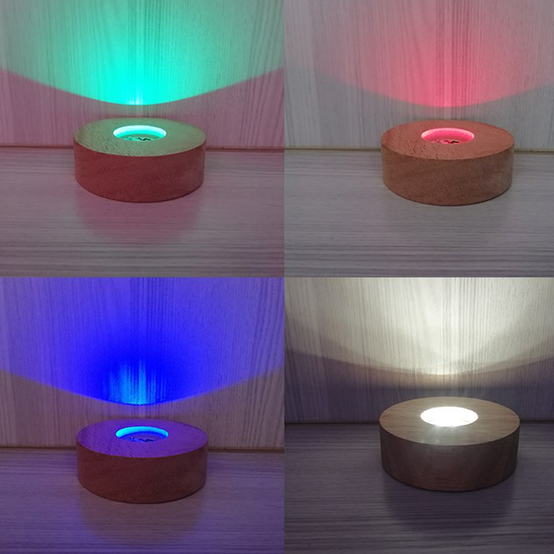 Resin Art Stand - 8cm Okrągła drewniana podstawa świetlna LED