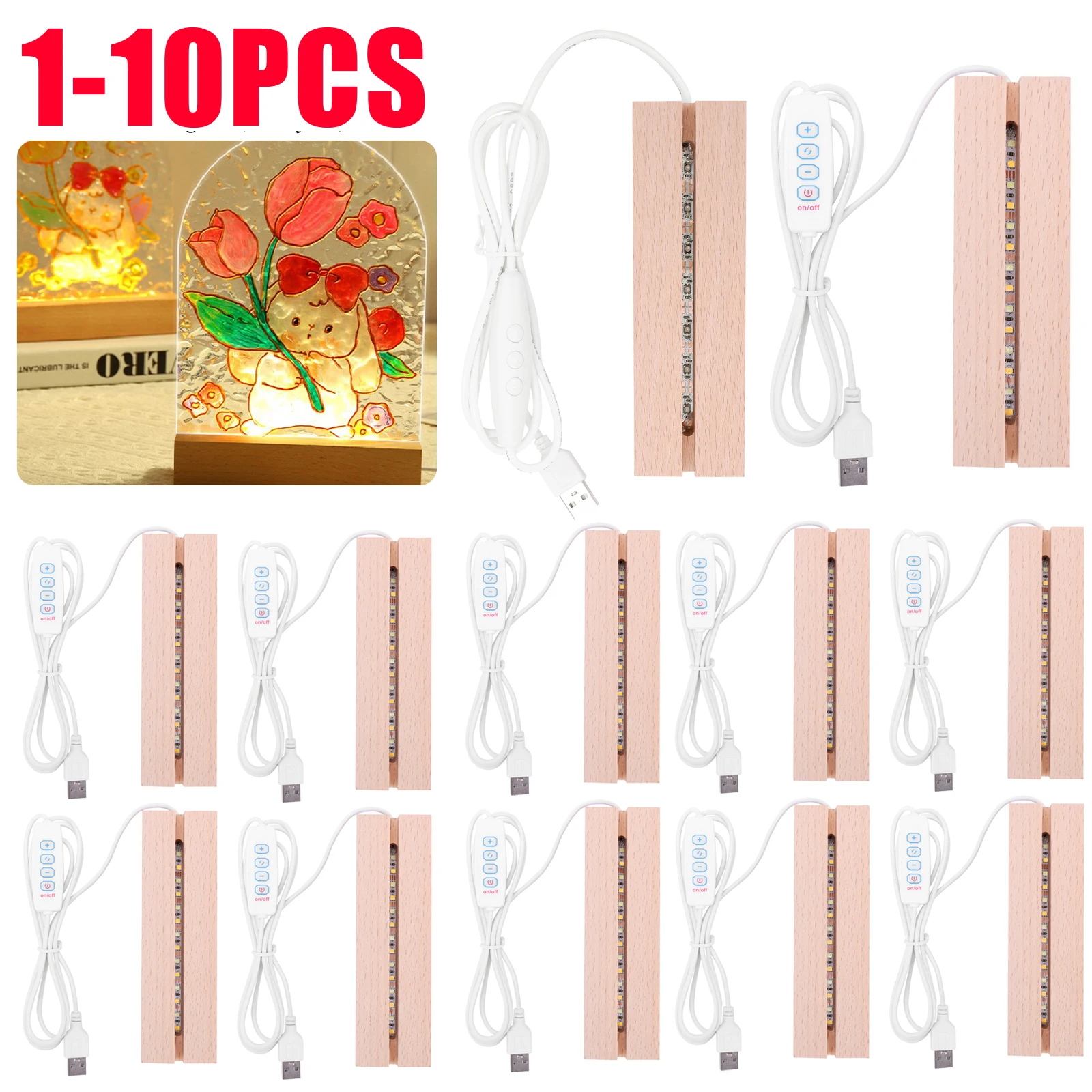 Resin Art Stand - 1-10 szt. Drewniana podstawa LED z