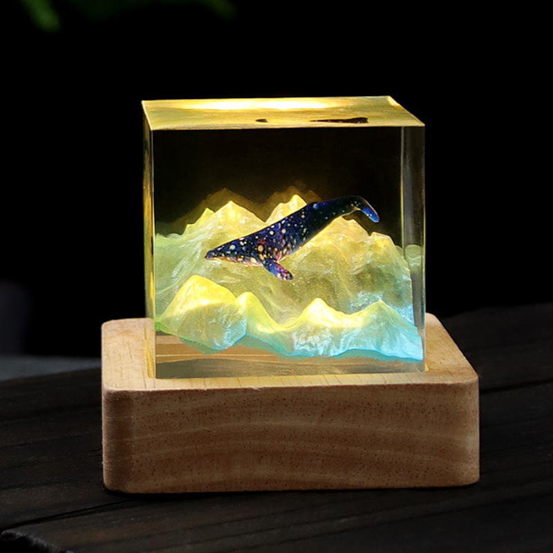Resin Art Cube - Lampka stołowa z żywicy w kształcie