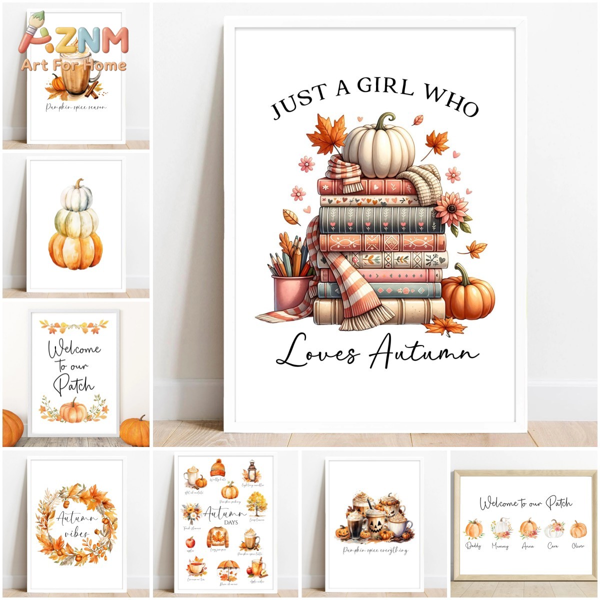 Resin Art Kitchen - AZNM Akwarela Jesienne Książki Dynia Kawa
